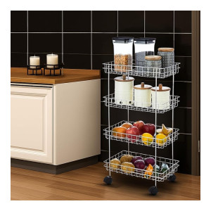 Solimo 4-Layer Stainless Steel Kitchen Storage Rack & Trolley