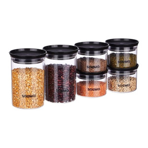 Solimo Air Tight & BPA Free Plastic Storage Jar Set (Set of 6)