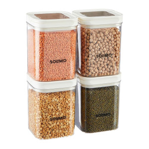 Solimo Airtight Plastic Storage Jar Set (Set of 4)