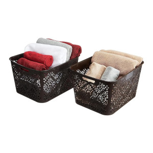 Solimo Bamboo Royal Multipurpose Storage Basket (Large, Rectangular)