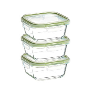 Solimo Borosilicate Glass Containers with Lids (Set of 3)