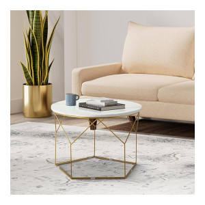 Solimo Cuil Wood and Iron End Table (Golden)