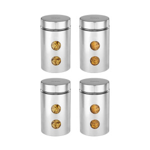 Solimo Drip Window Steel Jacketed Glass Jar 1200 Ml Set Of 4