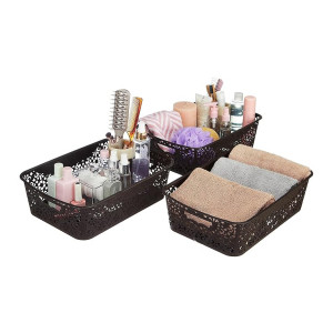 Solimo Fabric Royal Multipurpose Storage Basket (Set of 3)