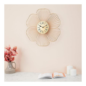 Solimo Flower Iron Hanging Metal Decorative Wall Clock