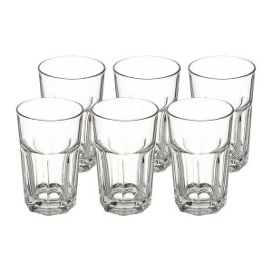 Solimo Glass Tumblers, Set of 6 (290ml each)