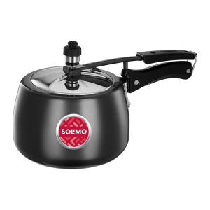 Solimo Hard Anodised Pressure Cooker With Stainless Steel Lid, 3 Liter