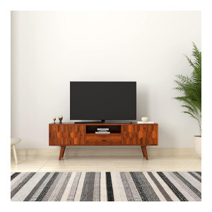 Solimo Kench Acacia Wood TV Unit with Drawer (Honey Finish)