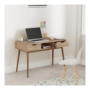 Solimo Oryx Engineered Wood Study Table Desk (2 Drawers, 1 Open Shelf, Oak Finish)