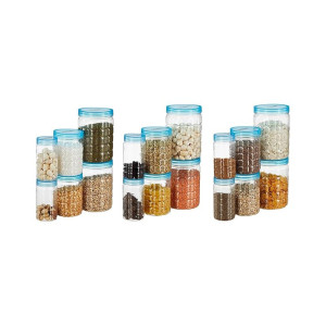 Solimo Plastic Checkered Jar Set of 18 (Kitchen Organiser)