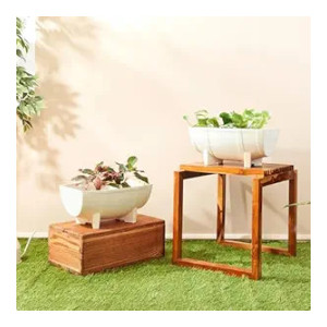 Solimo Indoor Outdoor Rectangular 16 Inch Planter Pot (Set of 2)
