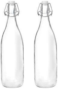 Solimo Silica Glass Bottle with Flip Cap 1 Litre Set of 2 Transparent Rs. 419