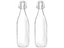 Solimo Silica Glass Bottle with Flip Cap 1 Litre Set of 2 Transparent Rs. 419