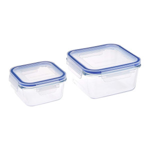 Solimo Square Glass Storage Container Set, 450ml & 900ml