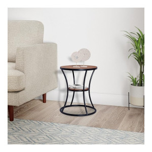 Solimo Trankyl Durable Round Bedside Table (Mango Wood)