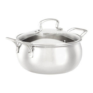 Solimo Triply Handi 20 cm with Glass Lid, Stainless Steel, 3 Liter