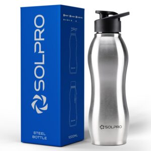 Deal Solpro Bolt Sporty 1000mL Stainless Steel Bottle for Office School Travel Gym