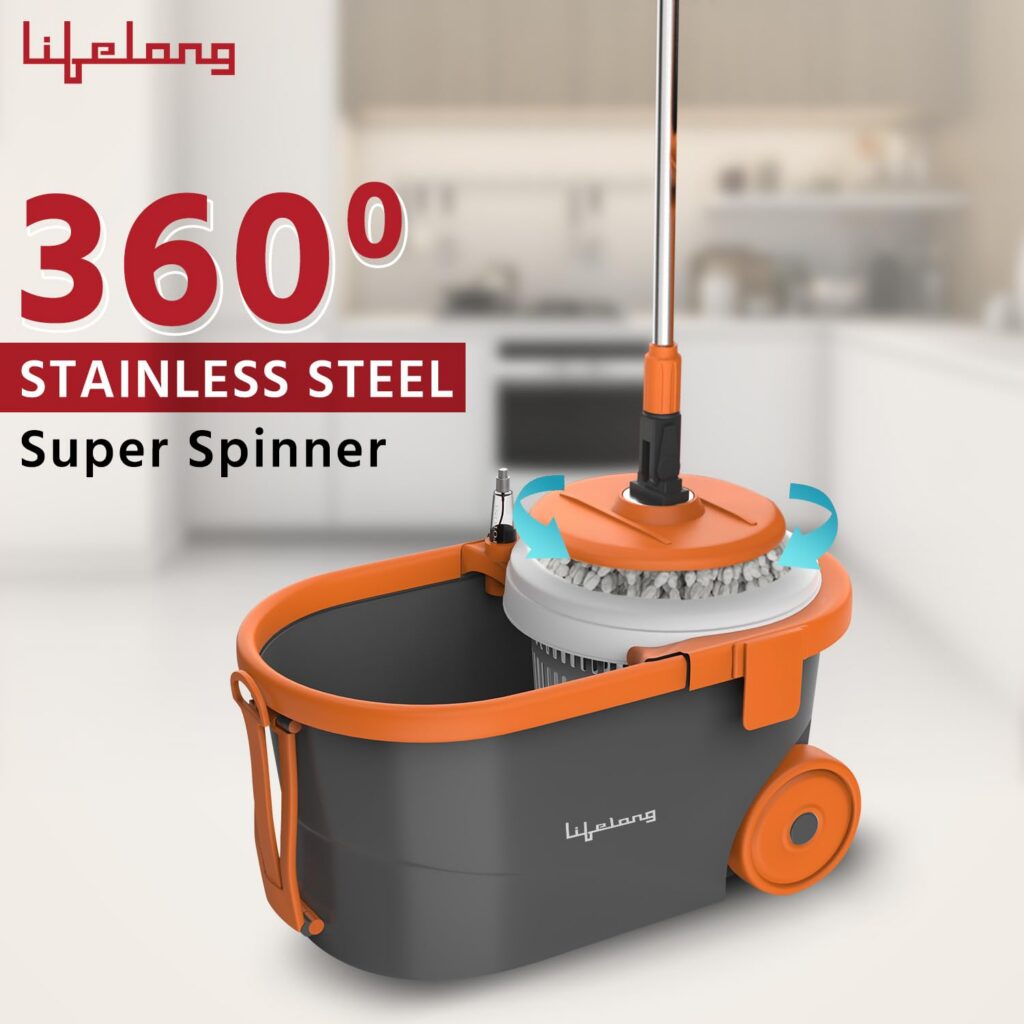 Spin Floor Mop Set 12L with Bucket Microfiber Refills Rs.577 @ Amazon