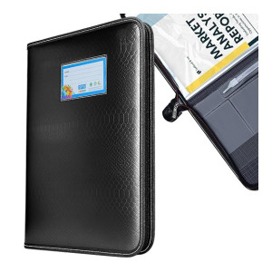 SPS Premium PU Leather File Folder with 20 Sleeves for A4 & FC Documents