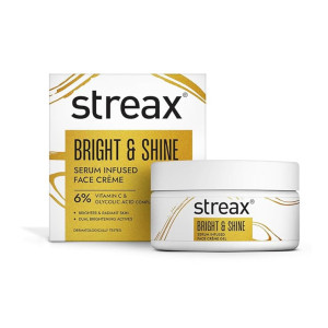 Streax Bright & Shine Serum Infused Face Cream Gel with 6% Vitamin C & Glycolic Acid
