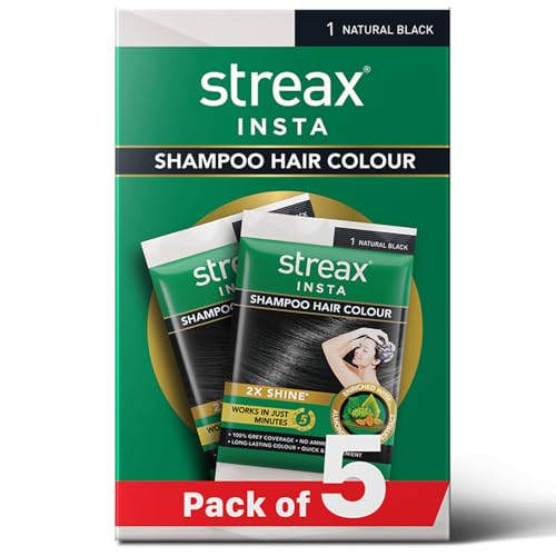 Streax Insta Shampoo Black Hair Colour 5 Pack