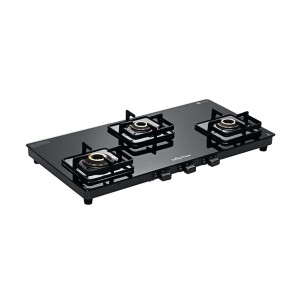 Surya Flame Lux Gas Stove 3 Burners with 5 Years Warranty, Glass Top & Turbo Burner