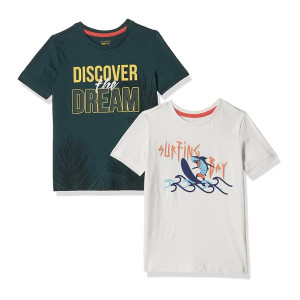 Symbol Boys 100% Cotton Printed Half Sleeves T-Shirt (Pack of 2)