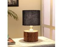 Table Lamps with Mango Wood Base & Black Cotton Shades for Home