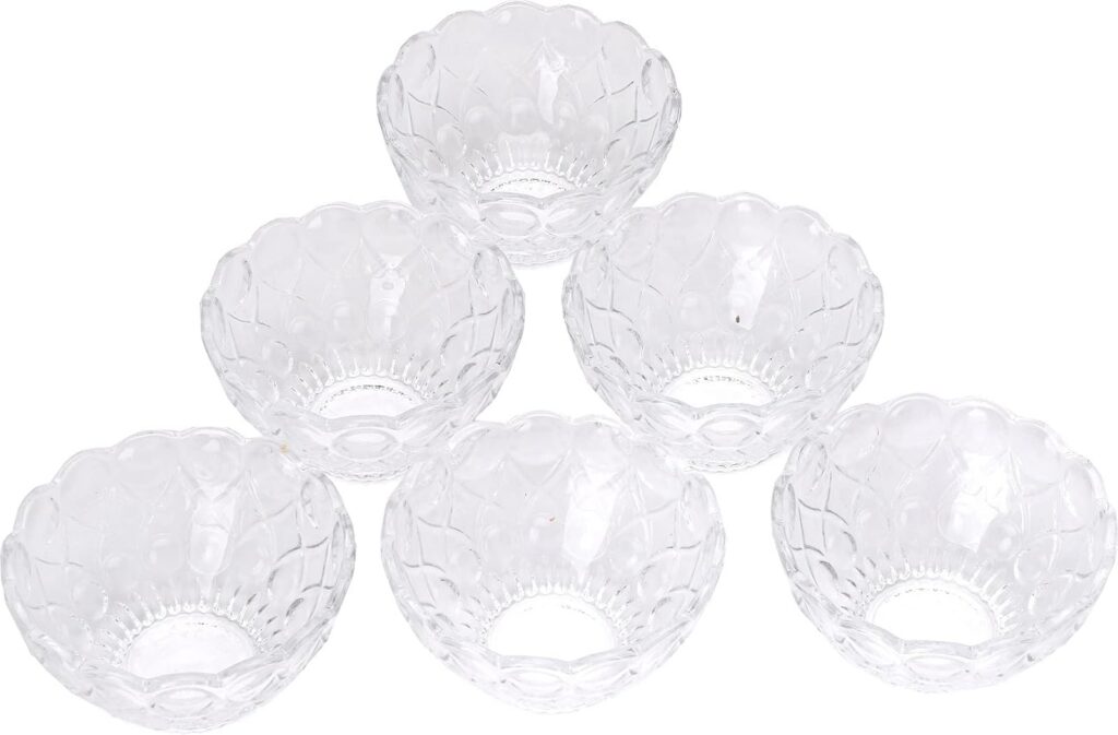 Deal Serving Bowl Set of 6 Clear Glass Round Rs. 806