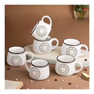 The Earth Store Cup O’clock Ceramic Tea Cup Set of 6 (200ml Each, Clock Print)