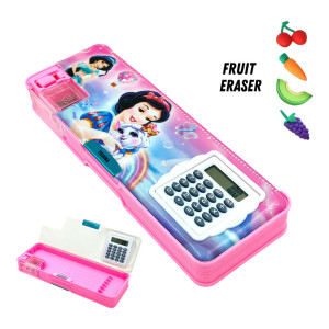 tishna Inbuilt Calculator & Sharpener Disney Princess Art Plastic Pencil Box
