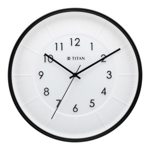 Titan Analog Wall Clock (Black, With Glass)