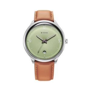 Titan Timeless Treasures Men’s Watch Green Dial Brown Leather Strap