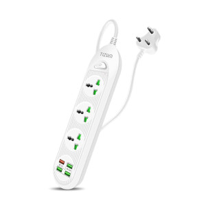 Tizum 3000W Power Converter Extension Board with 3 Sockets & 4 USB Ports
