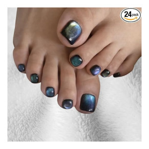 Toe Cat Eye Press-On Nails Set with Easy Application Kit