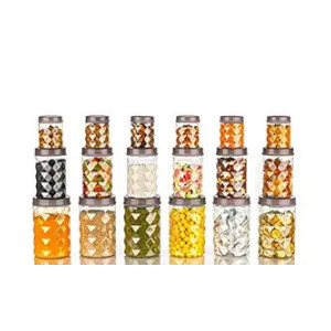 Tosaa Plastic Storage Jar and Container Set of 18, Air Tight, BPA Free