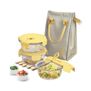 Treo by Milton Lumino Fresh Glass Lunch Box Set (Set of 3) with Bag