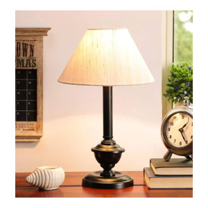 tu casa Off White Cotton Shade Table Lamp