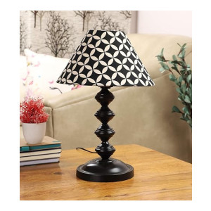 tu casa Table Lamps Black Metal Base with Geometric Print Shades