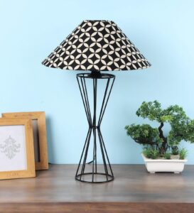 Tu Casa Table Lamps Black Metal Base Geometric Print Shades for Rs. 307