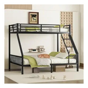 Twin XL Over Queen Heavy Duty Metal Bunk Bed Frame for Adults