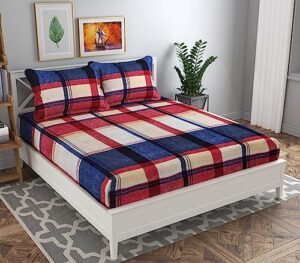 VAS COLLECTIONS 3D Printed Bedsheet with 2 King Pillow Covers