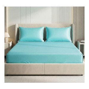 VAS COLLECTIONS Luxury Satin Fitted King Bedsheet with 2 Pillow Covers (300 TC Silky Soft)