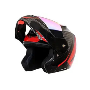 Vega Crux Dx Checks Flip-Up Full Face Helmet (Black Red, Size M)