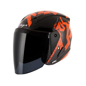 Vega Lark Victor ISI Certified Gloss Finish Lightweight Open Face Helmet for Men and Women with Long Clear Visor