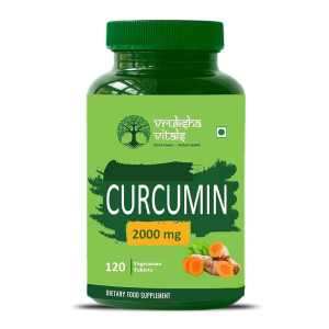 Vruksha Vitals Curcumin with Piperine > 95% Curcuminoids 2000 mg 120 count supplement