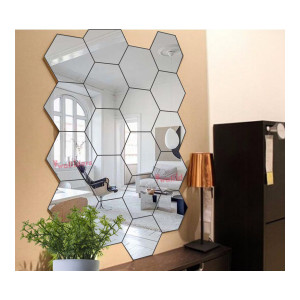 wall1ders Hexagon Silver Self Adhesive Stickers