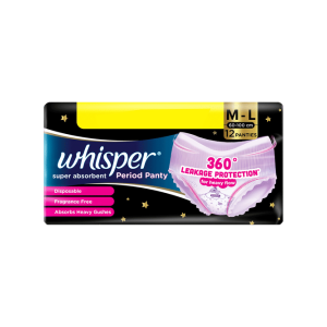 Whisper Bindazzz Nights Period Panty (12 M-L, BOGO Free)
