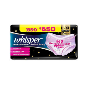 Whisper Super Absorbent Period Panty (12 L-XL, Heavy Flow)