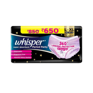 Whisper Super Absorbent Period Panty (12 L-XL) for Heavy Flow